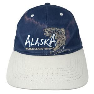 Alaska World Class Fishing Strapback Hat Blue One Size Embroidered ACE